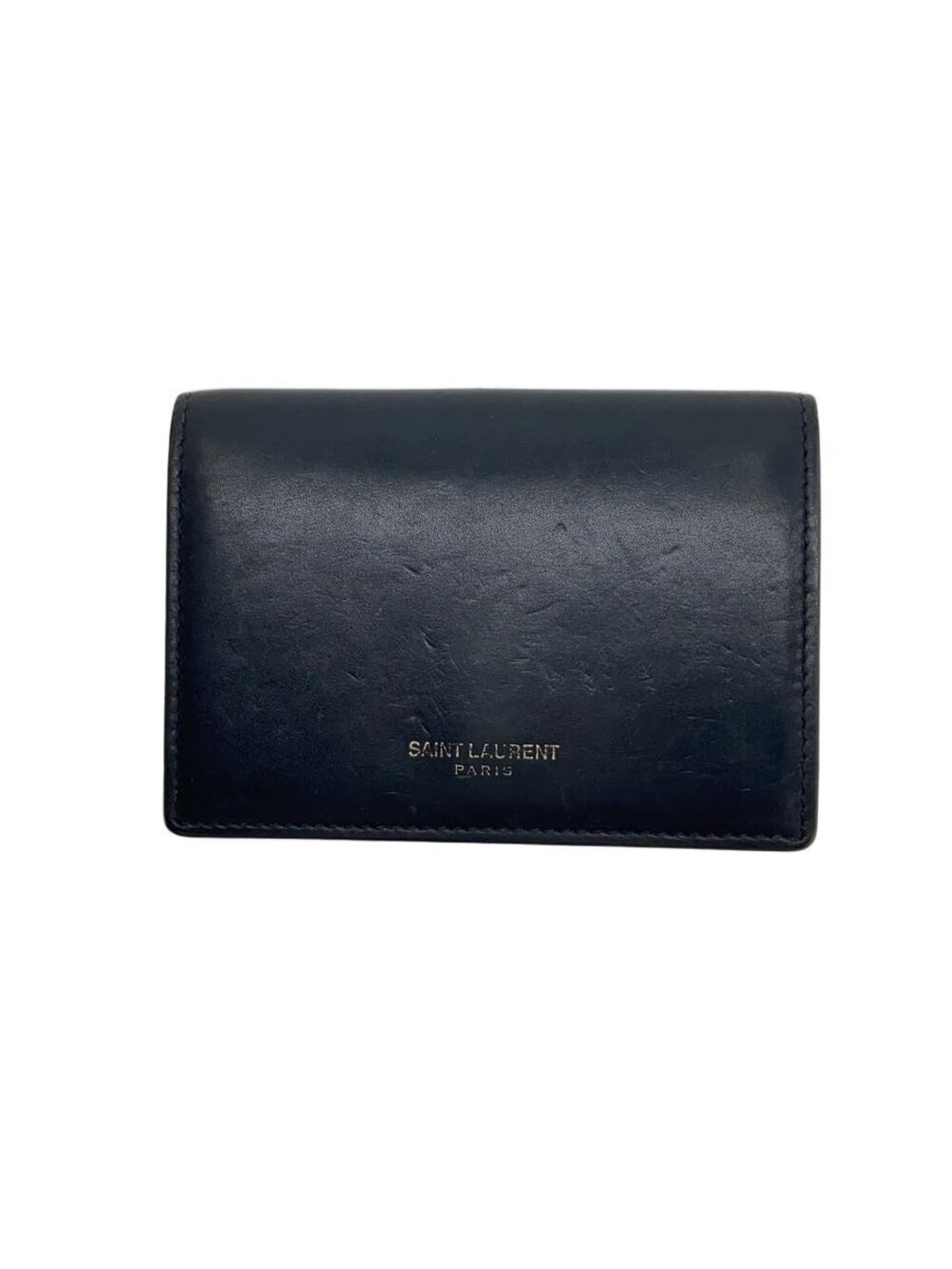 SAINT LAURENT Card Case Wallet Leather Black
